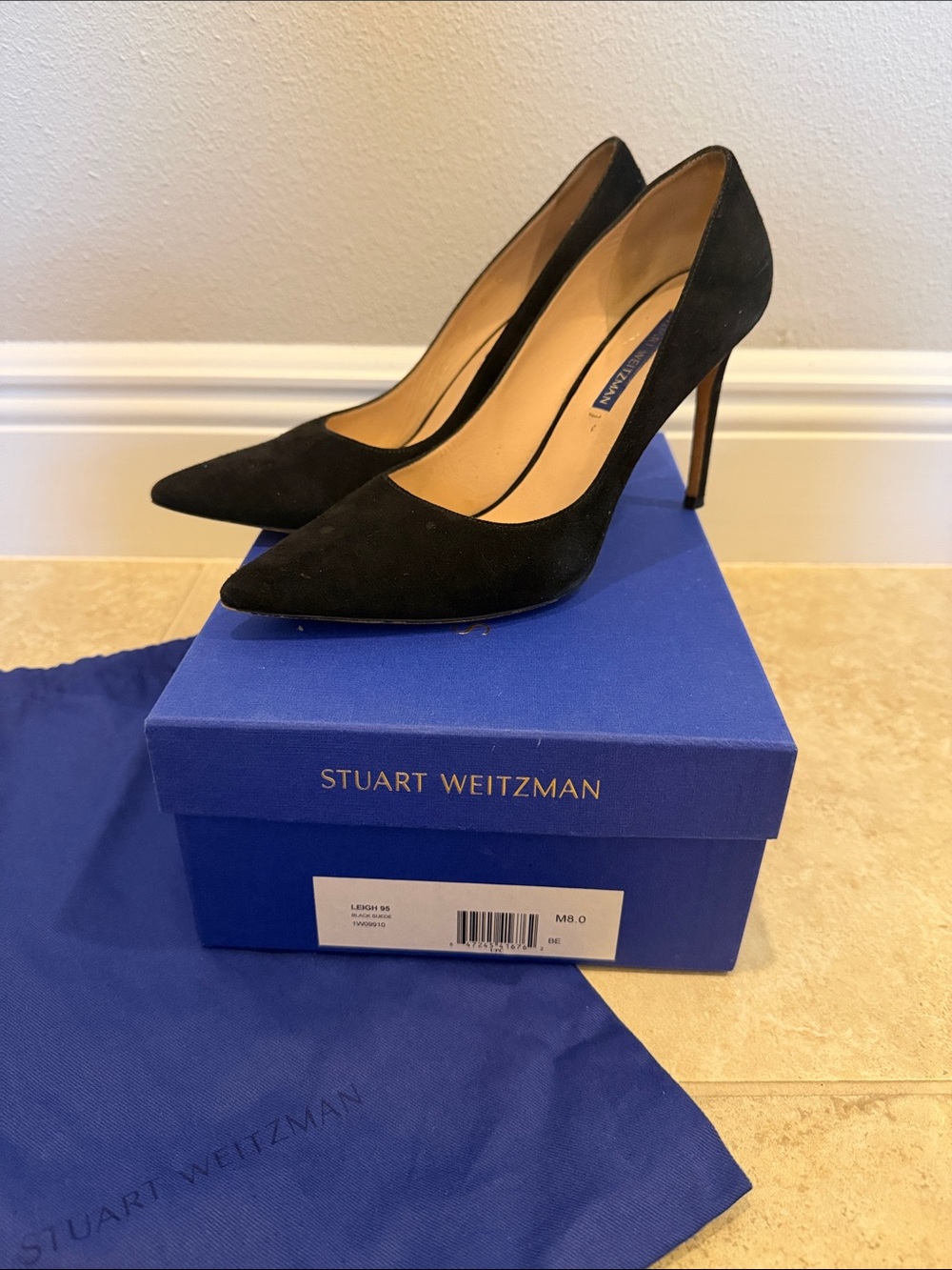 Stuart Weitzman Black Suede Stiletto Pumps